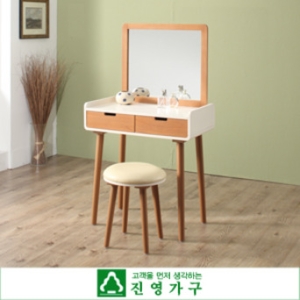 진영가구 바이니 오크화이트 화장대+거울+스툴