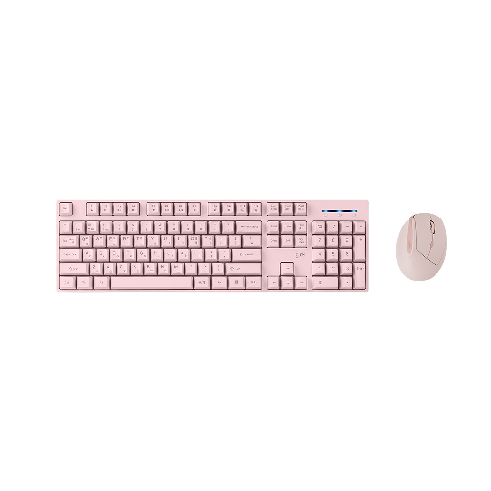 지클릭커 오피스프로 WMK660 스탠다드M 무선 키보드 마우스 세트 (핑크)_이미지