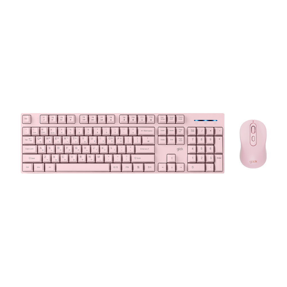 지클릭커 오피스프로 WMK625 스탠다드M 무선 키보드 마우스 세트 (핑크)_이미지