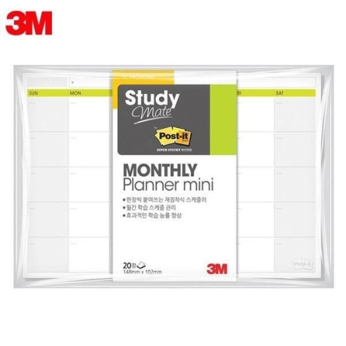 셀러허브 3M 스터디메이트 먼슬리 미니 플래너 660 포스트잇 3개 S7530302