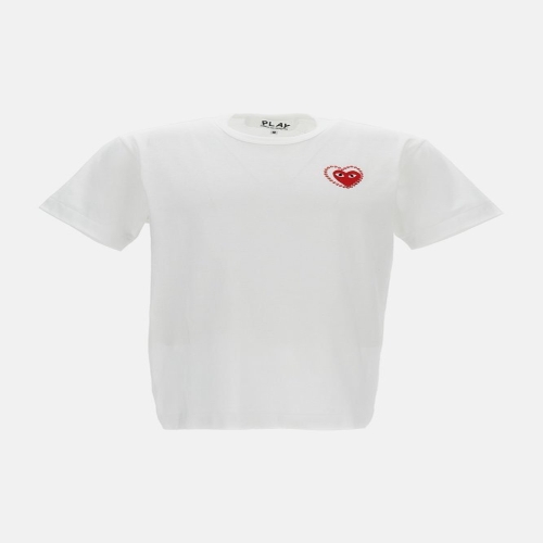 꼼데가르송 플레이 티셔츠 라인스톤 엠블럼 AXT802WHITERED B0031982272