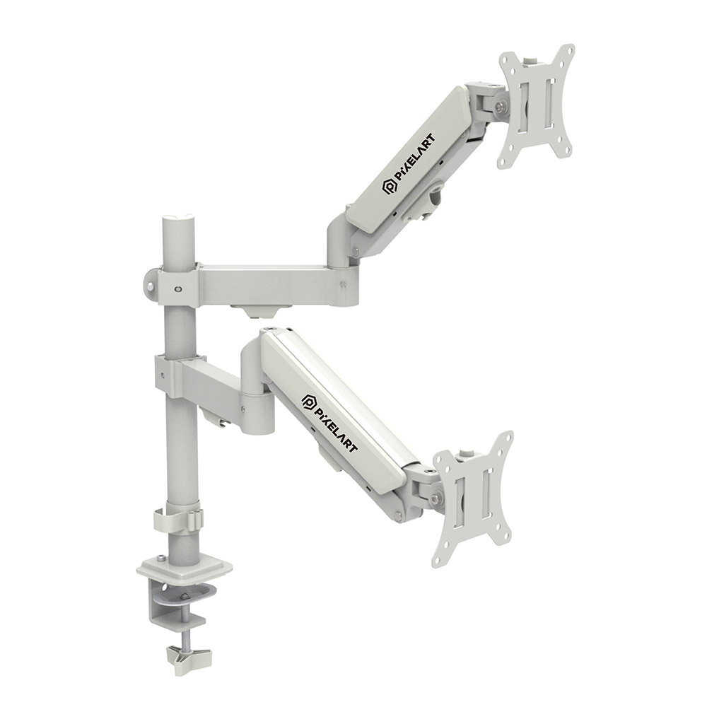 P200 폴타입 듀얼 모니터암 화이트