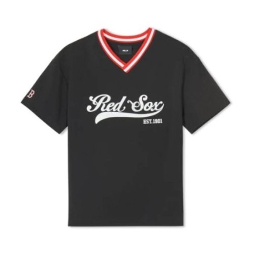 MLB키즈 M 반팔티 NQK 7ATSV0743-43BKS VARSITY V넥 우븐 티셔츠