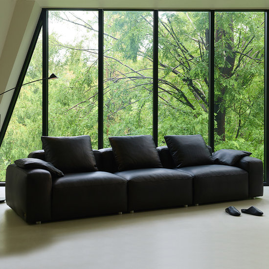 모도 전체 내추럴 천연가죽 소파 4인용