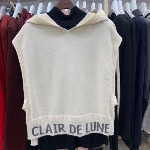 미센스 DP01 언발 밑단 레터링 후드 니트 조끼 MB3YKVMD02ZCRF_이미지