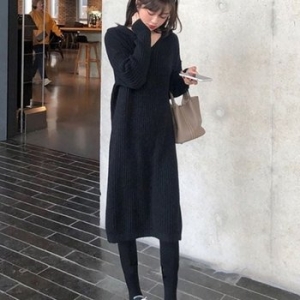 스탠다드 데일리 우먼후디 골패턴 풀오버 롱라인 머스트해브 드레스 WFJTBQ6_이미지