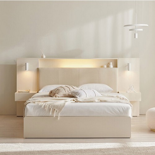 삼익가구 더메인 프리미엄 가죽헤드 수납 호텔 LED침대 Q (유로탑독립)_이미지