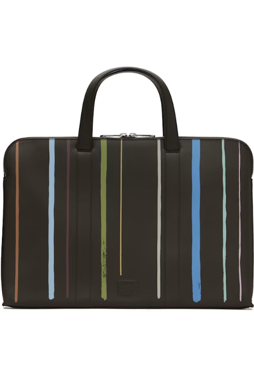 폴스미스 Brown Painted Stripe Slim Leather Folio Briefcase 261260M167000