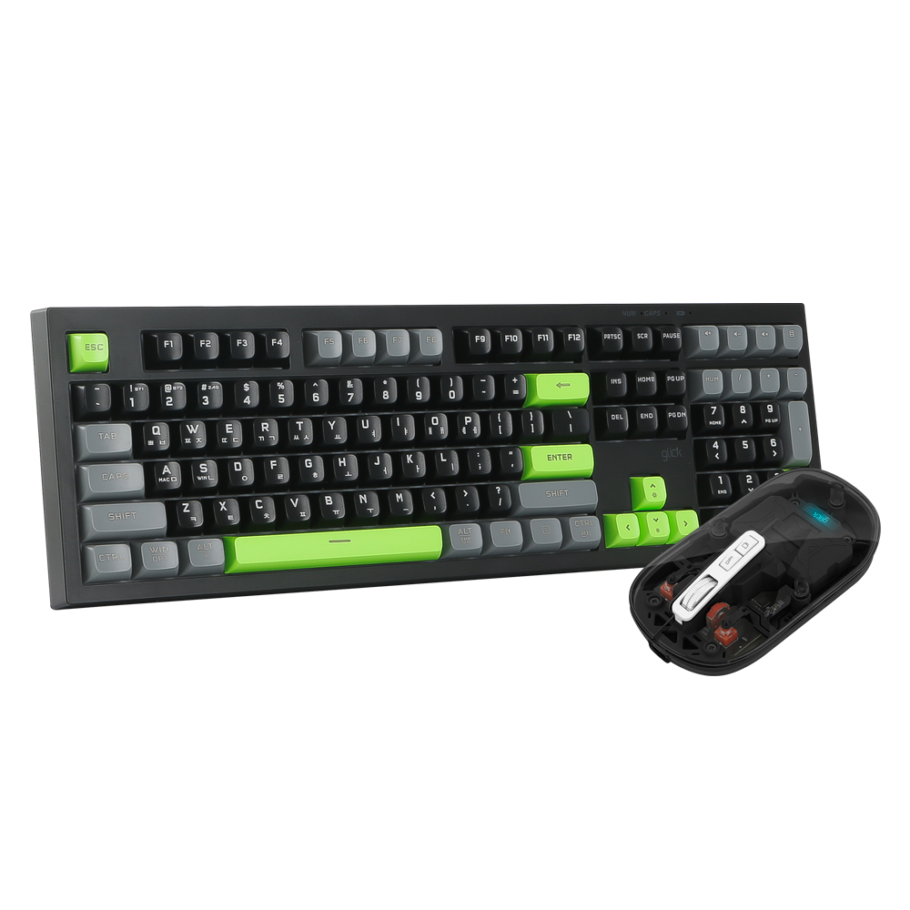지클릭커 OFFICEPRO WMK80 사일런스 M 108 무선 키보드 마우스 세트 (Poker Green)_이미지