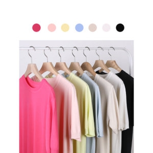 헤이올리 숨은 니트 맛집/여름반팔 니트 기본템/여름 여성 쿨링 베이직 라운드넥 반팔니트 스웨터 NHK109