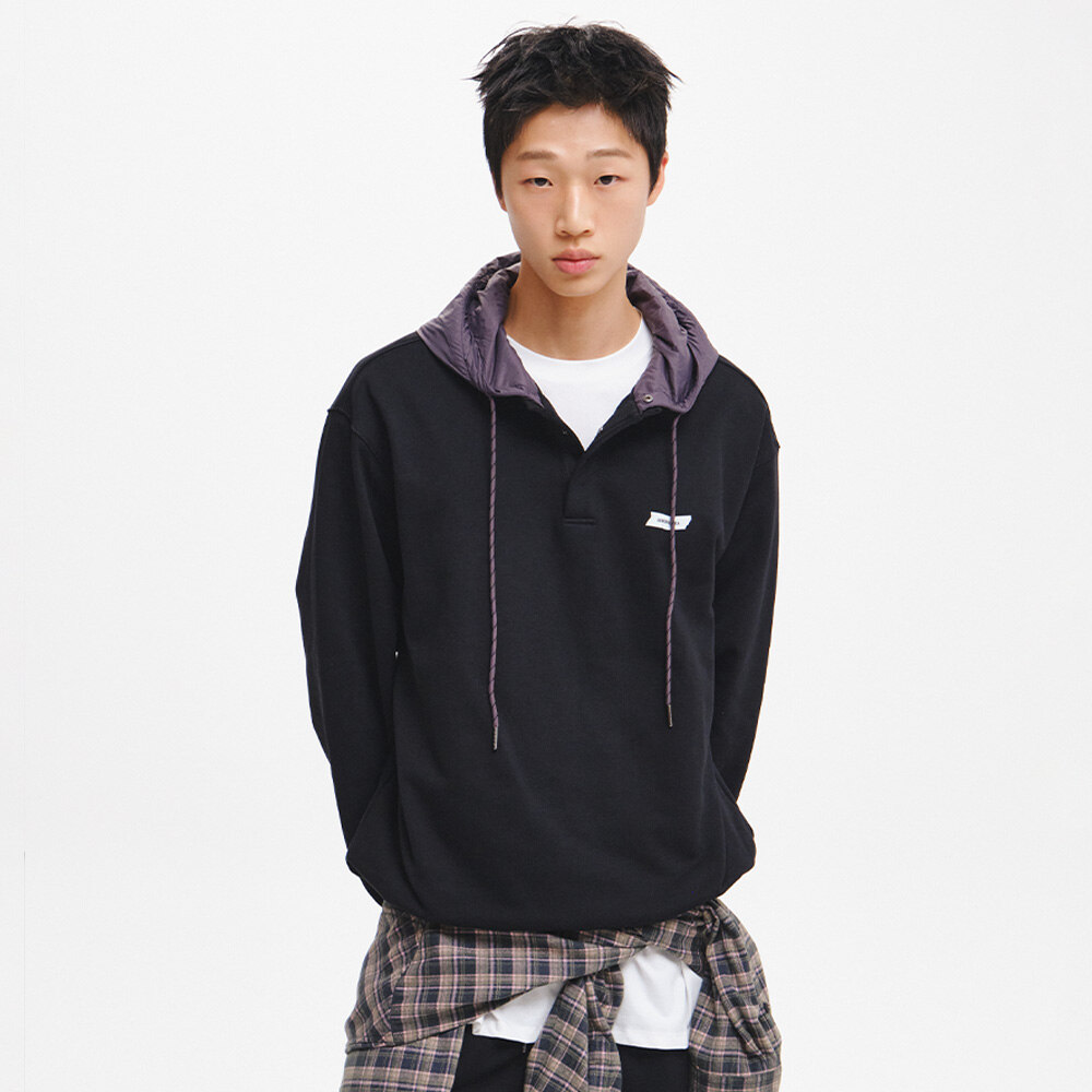 UNISEX 반집업 나일론 배색 후드티 BLACK / GF3USS004-MAN 563617_5022137542