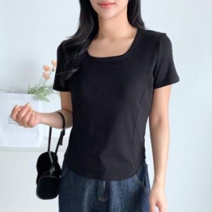 오노마 ONM 모던 스퀘어넥 핏 반팔티 베이직 심플 데일리 S38804182_이미지