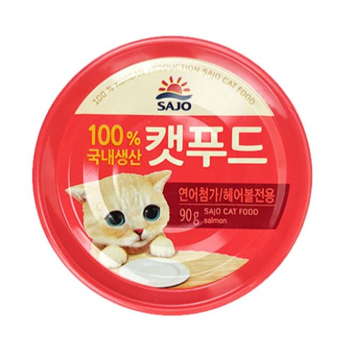 사조 캣푸드 연어&헤어볼 캔 90g