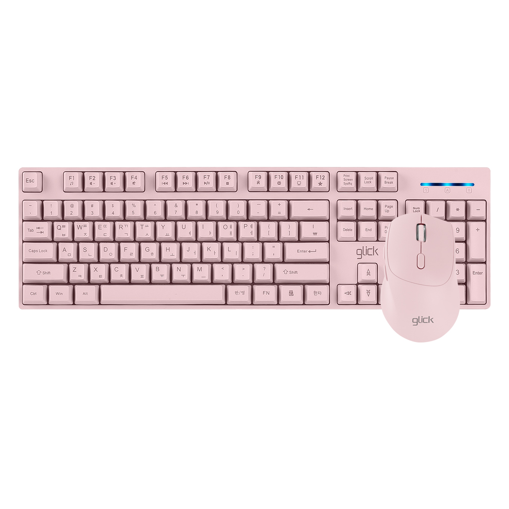 지클릭커 OFFICEPRO WMK60 스탠다드 M 무선 무소음 키보드 마우스 세트 (핑크)_이미지