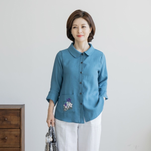 마담4060 엄마옷 수텐카라 여름블라우스 블라우스-RBL2506029_이미지
