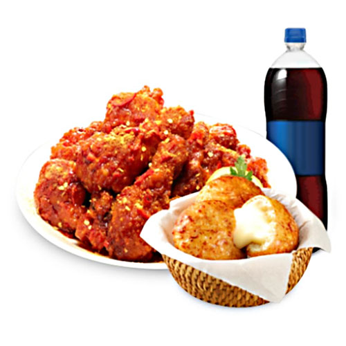 처갓집 ㅤ100% 청양산 고추 치킨 + 치킨치즈볼 3개 + 콜라 1.25L 교환권_이미지