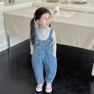 토끼 귀달이 데님 멜빵 팬츠 R10781