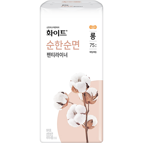 화이트 순한순면 팬티라이너 롱 75개 (5팩(375개))_이미지