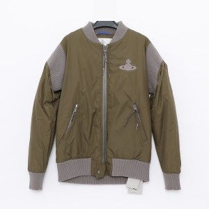 웨스트우드 비비안 VIVIENNE 비비안웨스트 우드 스트립드 사이클리스트 봄버 자켓 카키 33040009 W00M3