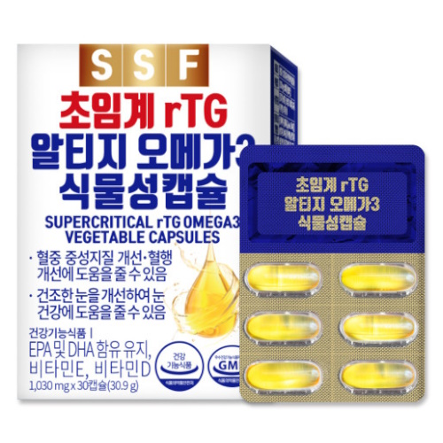 순수식품 초임계 rTG 알티지 오메가3 식물성캡슐 1030mg 30캡슐 (1개)_이미지