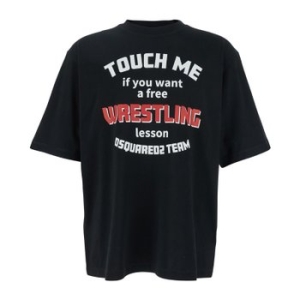 디스퀘어드2 레슬링 그래픽 블랙 크루넥 티셔츠 S71GD1539 D200