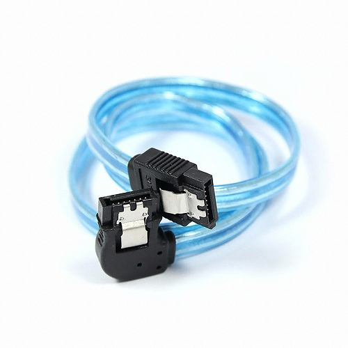 마하링크 SATA3 케이블 L형 투명 블루 (ML-S3L905, 0.5m)_이미지