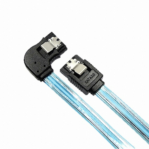 마하링크 SATA3 케이블 L형 투명 블루 (ML-S3L905, 0.5m)_이미지