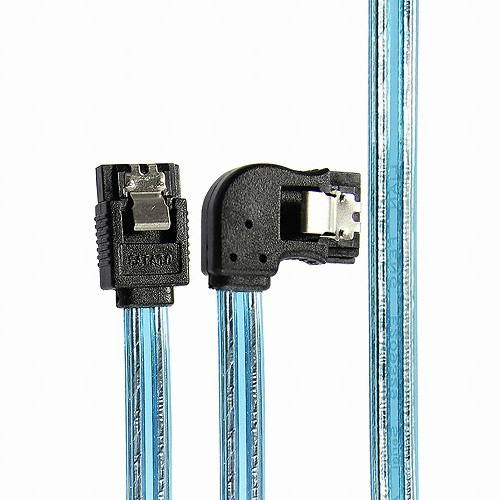 마하링크 SATA3 케이블 L형 투명 블루 (ML-S3L905, 0.5m)_이미지