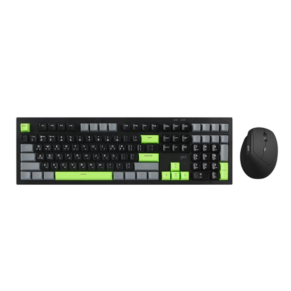 지클릭커 OFFICEPRO WMK600 사일런스 M 108 무선 키보드 마우스 세트 (Poker Green)_이미지