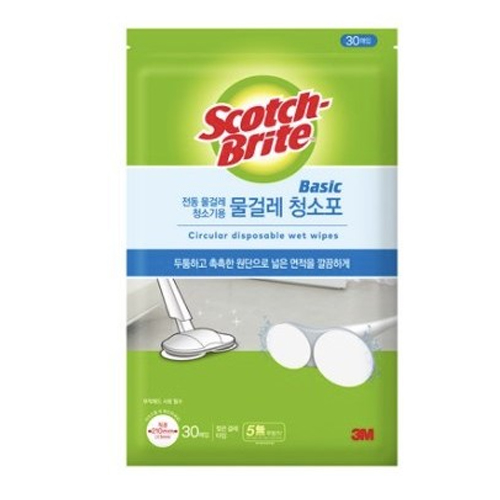 3M 스카치브라이트 전동 물걸레 호환 베이직 원형 일회용 청소포 210mm