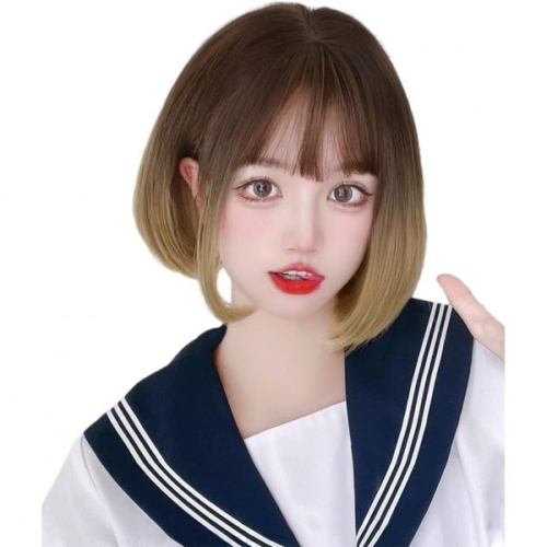 하라주쿠 1530496 AISIHAIR 가발 보브 검정 숏 블랙 여장 풀위그 자연 일상 작은 얼굴 내열 롤리타 내추럴 계열 네트 포.._이미지