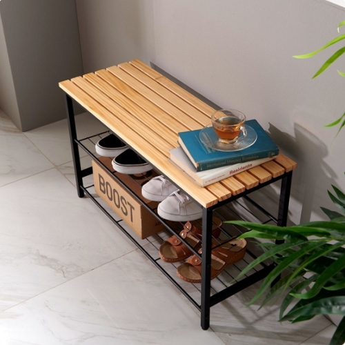 C-DECO 다용도 원목 벤치겸 신발정리대_이미지