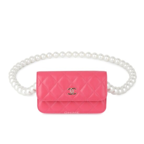 샤넬 백 크로스 미니 진주 스트랩 카프스킨 핑크+골드_이미지