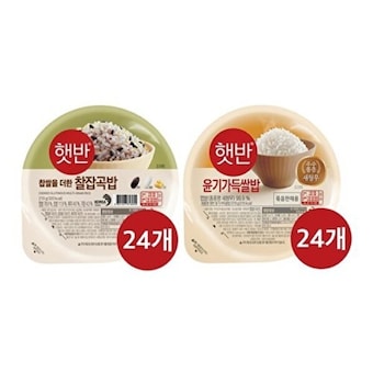 CJ제일제당 <b>햇반</b> 윤기가득 쌀밥 <b>210g</b> <b>24개</b> + <b>햇반</b> 찰잡곡밥 <b>210g</b> <b>24개</b>
