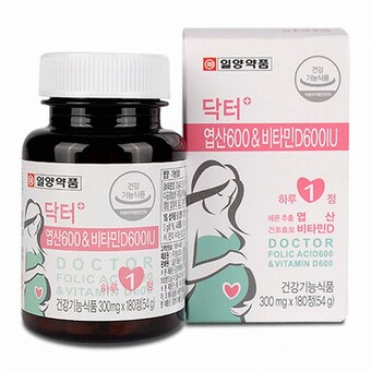 일양약품 닥터맘 엽산600 & <b>비타민</b><b>D</b> 600IU 180정