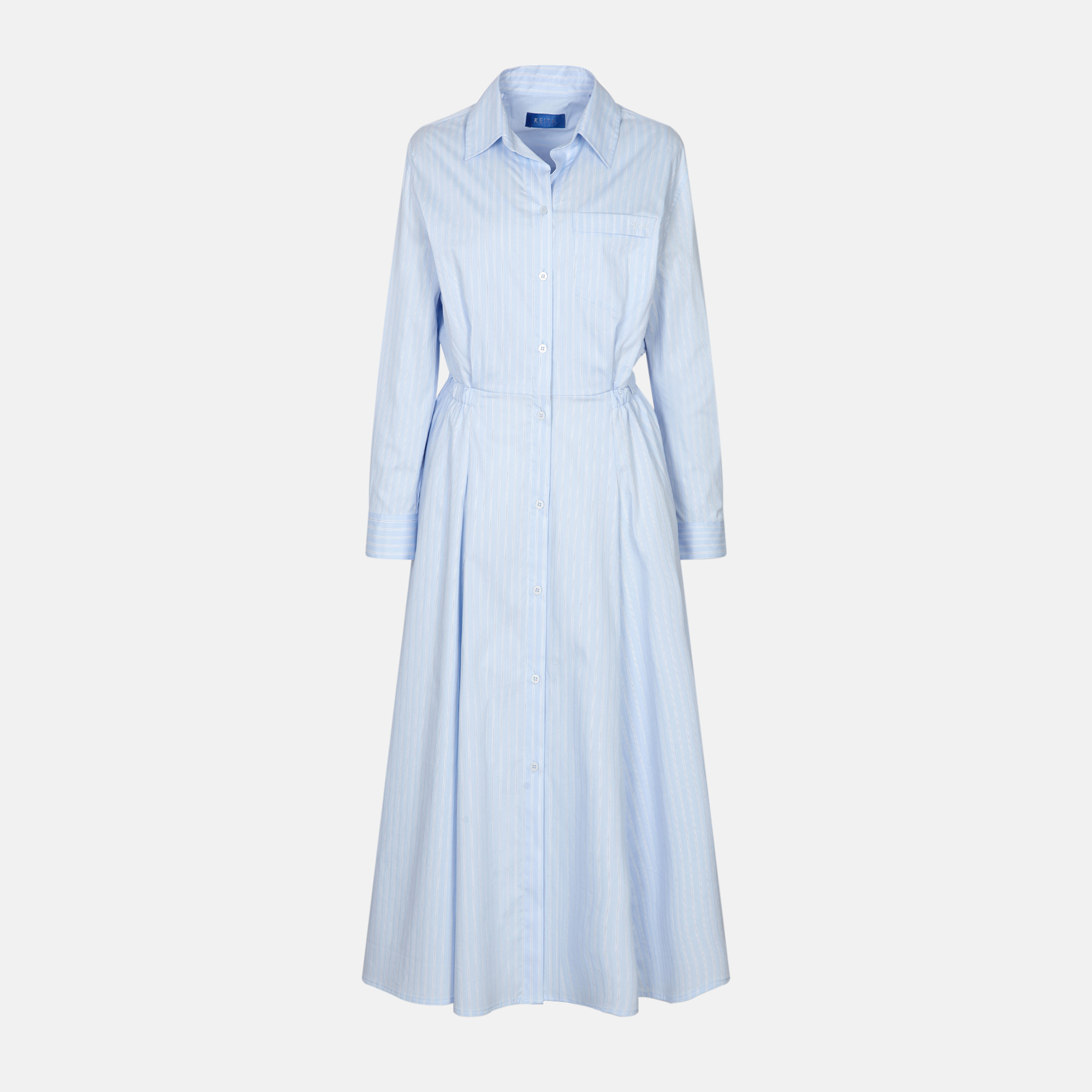 KEITH 스트라이프 핀턱 플레어 셔츠 원피스 KE26S1FRD6231