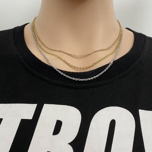 써지컬스틸 쇄골체인 남녀공용 체인목걸이 핑크 -WFHN1N8_이미지