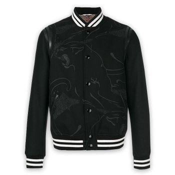 남성 표범 프린트 가죽 울 봄버 자켓 NV3CI0344EG G93 150693490