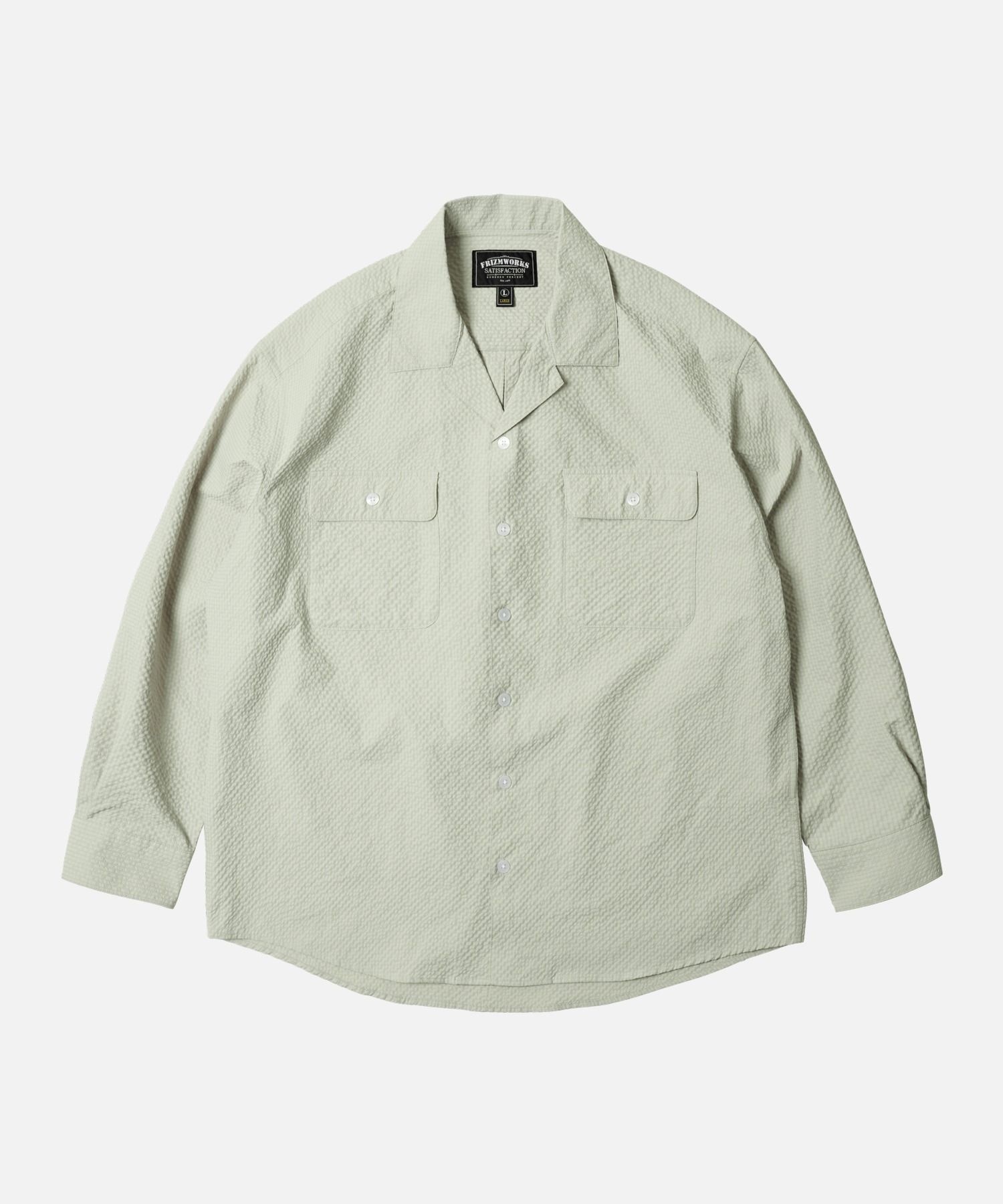프리즘웍스 OPEN COLLAR SOLID SHIRT _ LIGHT KHAKI 3870189 FZW20 ST016