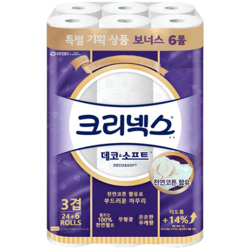 크리넥스 데코 앤 소프트 25m (30롤) (8팩)_이미지