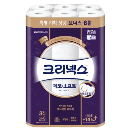 크리넥스 데코 앤 소프트 25m (30롤) (8팩)_이미지