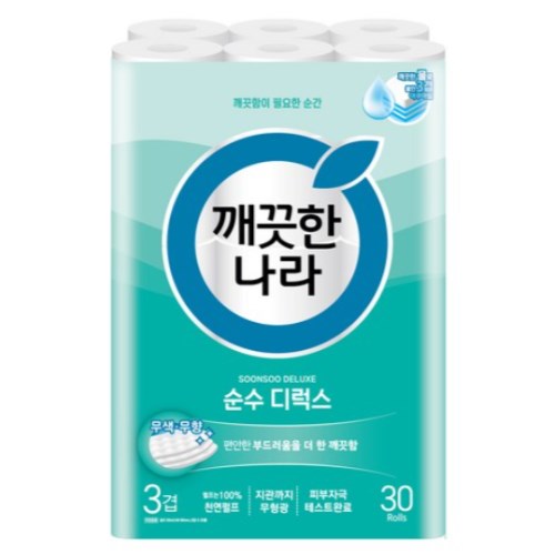 깨끗한나라 순수 디럭스 30m (30롤) (6팩)_이미지
