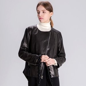 앙스블랑 이태리 베지터블워싱 양가죽자켓 오버핏 여성라이더자켓_이미지
