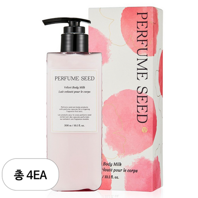 LG생활건강 더페이스샵 퍼퓸씨드 벨벳 바디 밀크 300ml (4개)