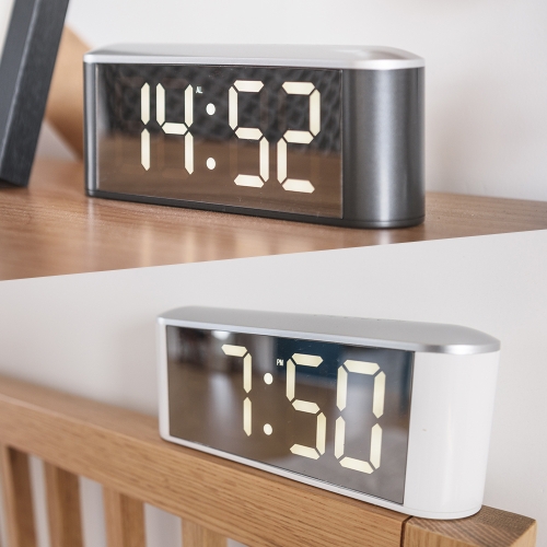 오리엔트 대형 미러 화이트LED 온도표시 탁상시계 2종