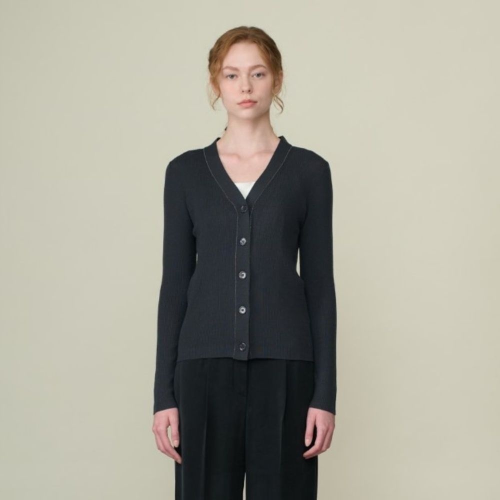  BCBG 여성 줄눈 골지 브이넥 가디건 B6F8K523