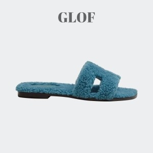 에르메스 여성용 오란 샌들 울스킨 블루 Oran Sandal Woolskin Bleu H212178Z25