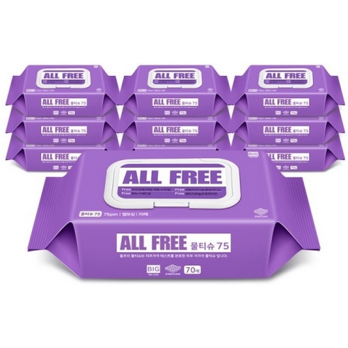 올프리 물티슈75 캡형 70매 (10팩)_이미지