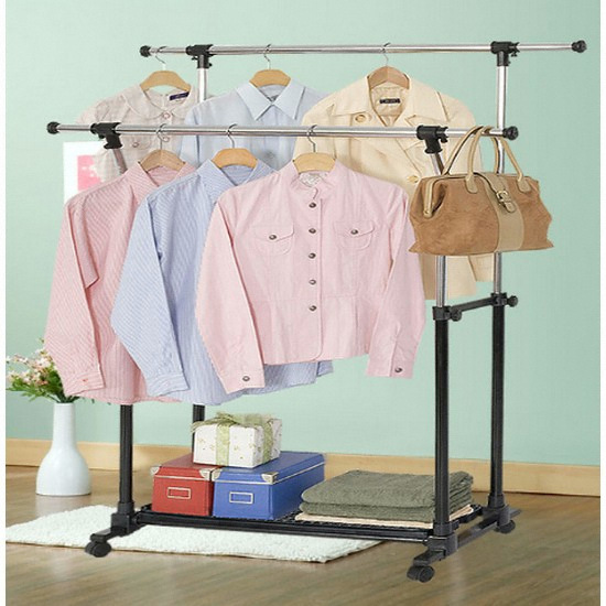 포스아트 바퀴형 이동식 2단 행거 FA2002