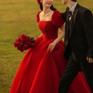 교복몰 레드 백0공주 왕퍼프 롱기장 웨딩촬영 드레스. WFGQVK3